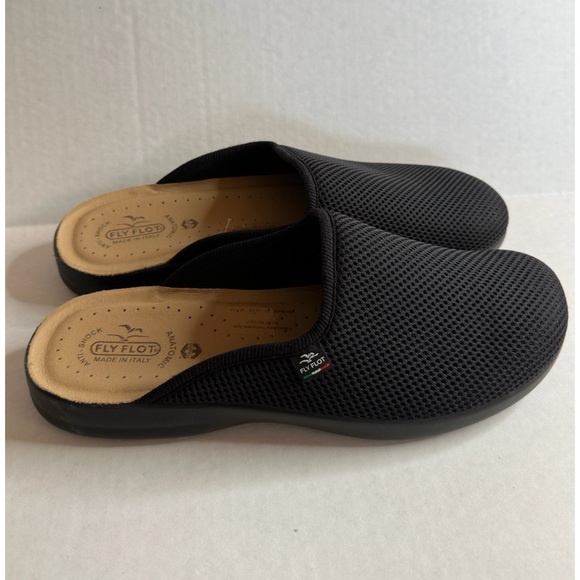 FLY FLOT black mesh Italian Clogs size EU 45 US 12 - Picture 1 of 6
